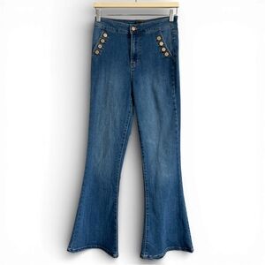 Rachel Rachel Roy Sailor Button Flare Jeans Medium Wash Size 6